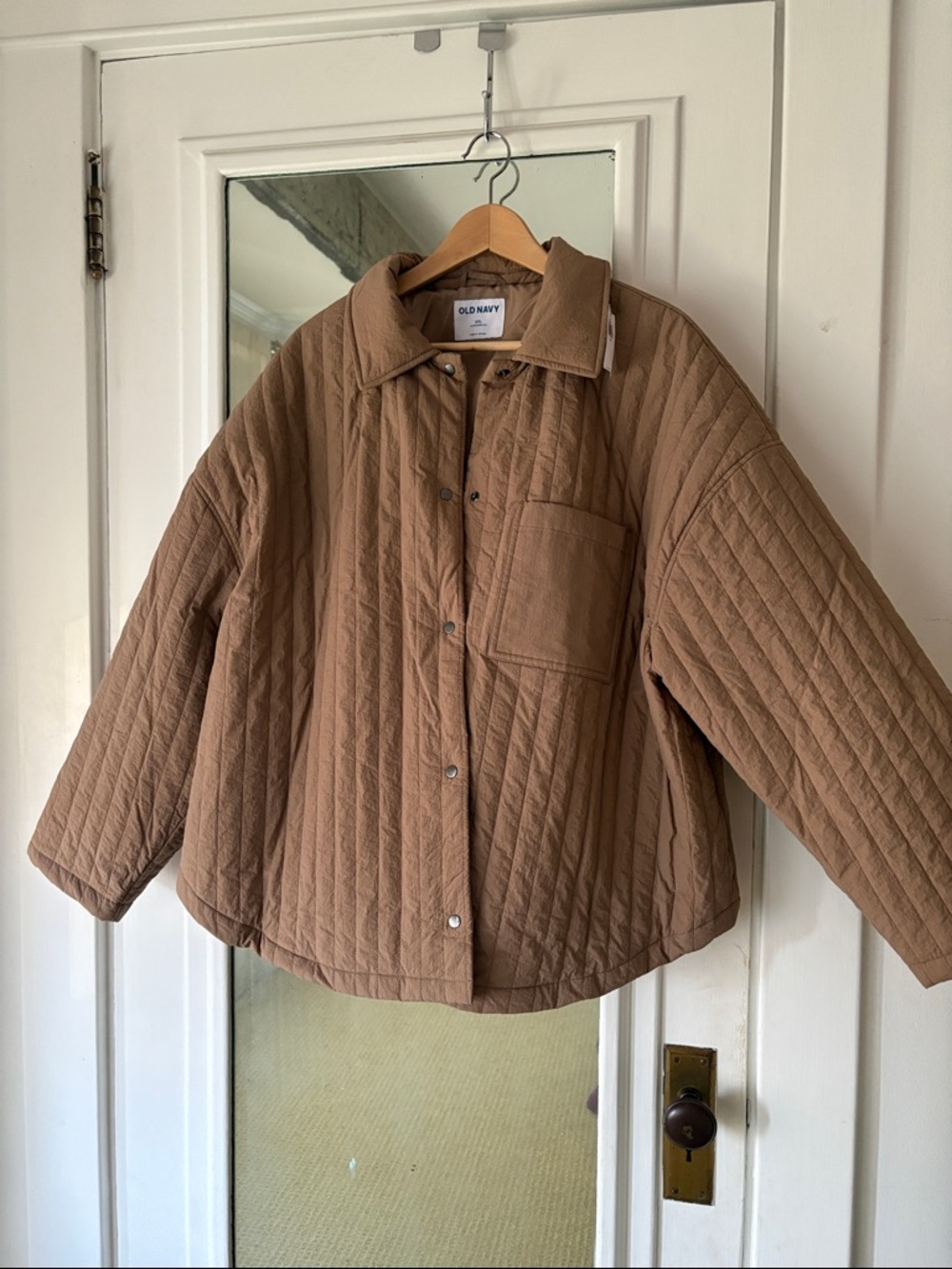 NWT Old Navy Quilted Oversized Lightweight Brown Jacket Water Resistant